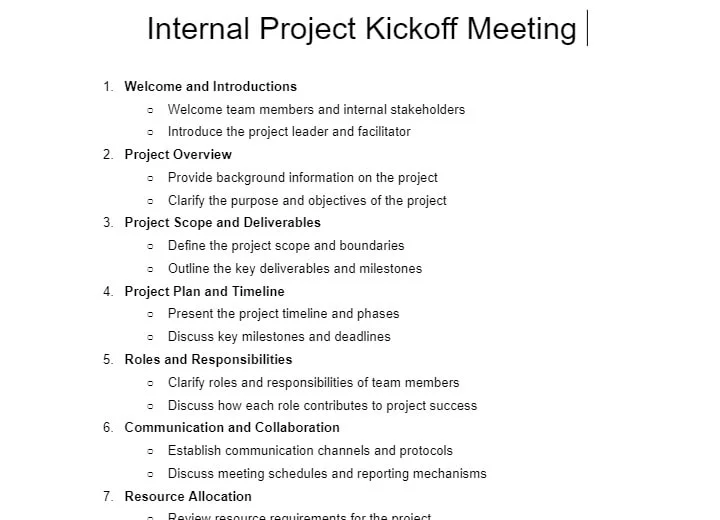 キックオフミーティングガイド、サンプル、テンプレート